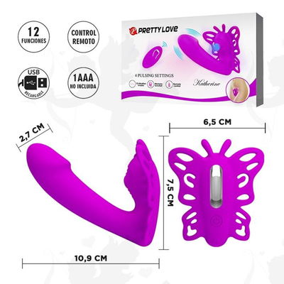 Vibrador de punto G con vibrador de clitoris, control remoto y carga USB