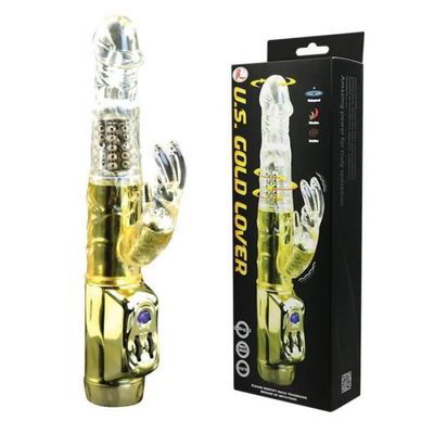 Vibrador rotativo con estimulador de clitoris y velocidad regulable