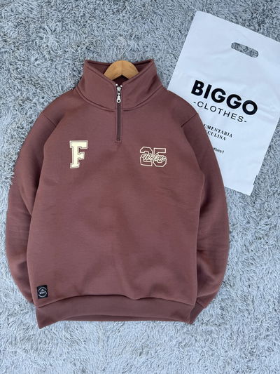 Buzo Medio Cierre chocolate suave