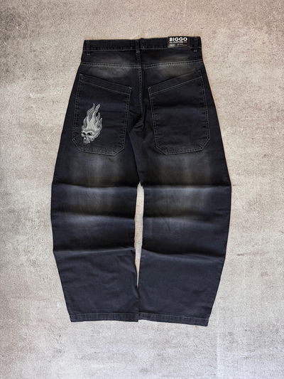 Jean Baggy "Skull" Black