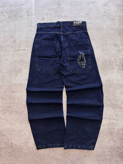 Jean Baggy "Skull" Blue