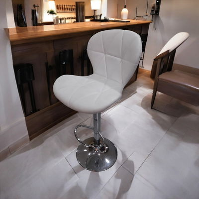 Banqueta hexagonal eco-cuero blanca