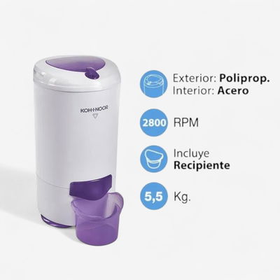 Secarropas centrifugo KOHINOOR C755/2 5,5KG VISION 2800RPM
