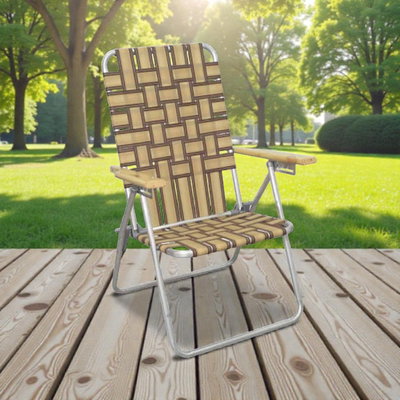 REPOSERA PLEG. 5 POS. C/CINTAS CAÑO ALUM. 1" APOYABRAZOS MADERA