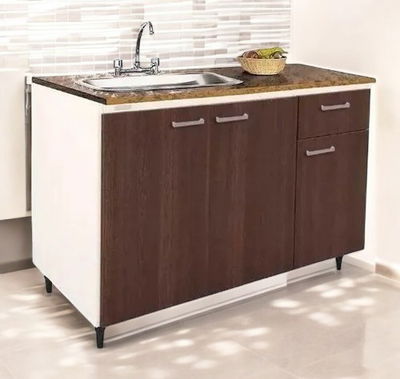 Bajo mesada PLATINUM 1,20 (COD.3005) BLANCO Y TABACO (OUTLET, detalle en las puertas)