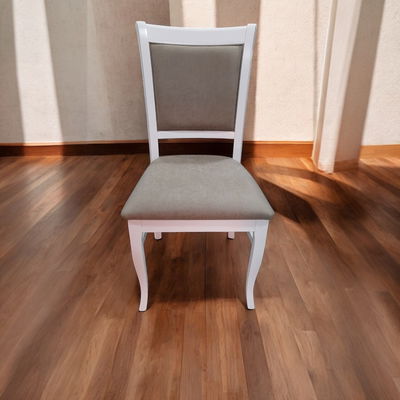 Silla blanca maciza tapizado visón anti-desgarro x6