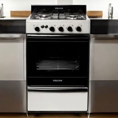 Cocina VOLCAN 87673V con luz y encendido / acero inoxidable / 4 hornallas