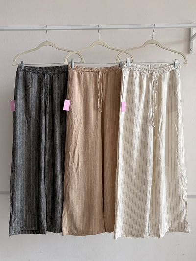Pantalón lino rayado