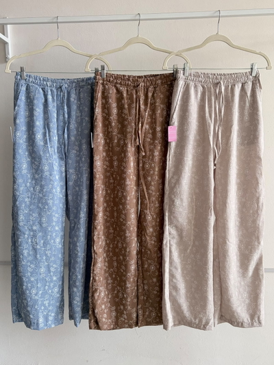 Pantalón lino bordado