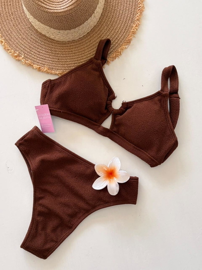 Bikini tiro alto chocolate reforzada