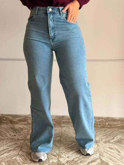 Wide leg elastizado celeste
