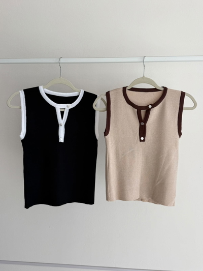 Musculosa de hilo combinada