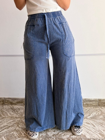 Jogger palazo liviano jean celeste 