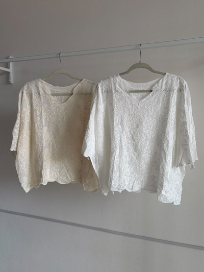 Blusa mangas cortas bordada