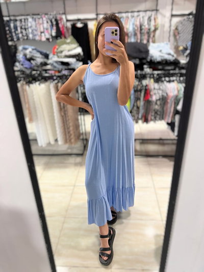 Vestidos de lino largos lisos 