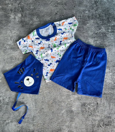 Ajuar 3 piezas en caja con bandana y porta chupete