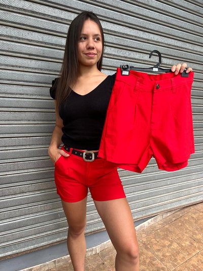 Short sastrero elastizado rojo