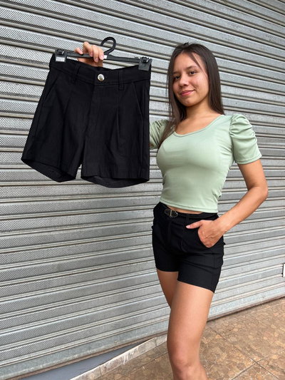 Short sastrero elastizado negro