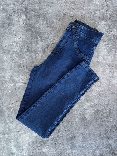 Jean chupin Azul hilo camel