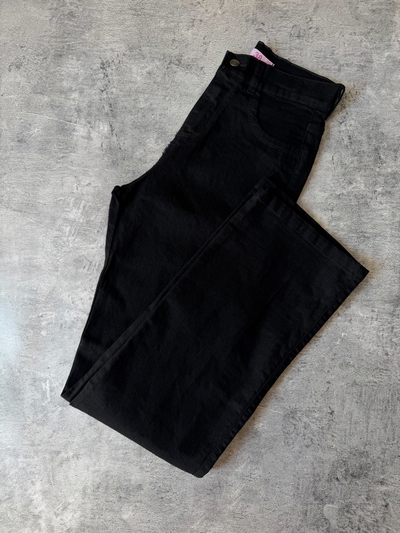 Wide leg elastizado negro