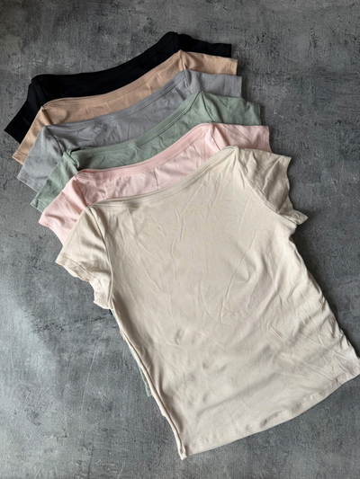 Remera modal grueso cuello bateau
