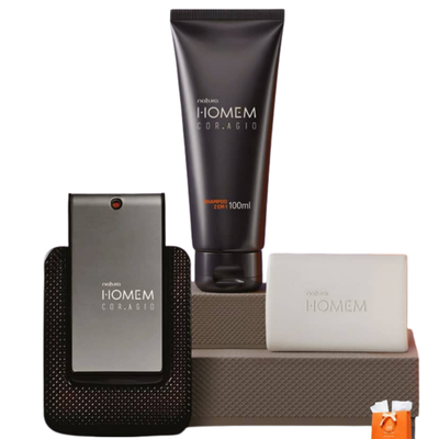 homem coragio kit x3 EDP + jabon + shampoo
