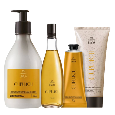 kit ekos cupuacu x4 frescor+ crema para manos+ hidra corp + exfoliante 