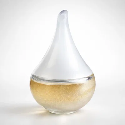 Perfume Violette con glitters en tonos dorado 