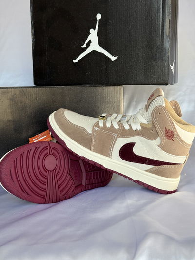 NIKE JORDAN MID BEIGE/BORDO
