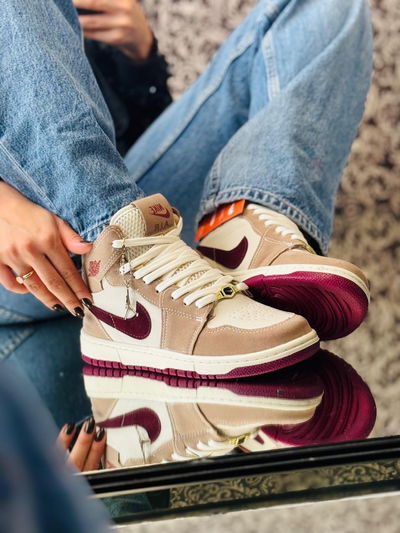 NIKE JORDAN MID BEIGE/BORDO