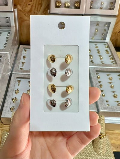 ANILLOS ABIERTOS DE ACERO DORADO Y PLATEADO X 4 UNIDADES