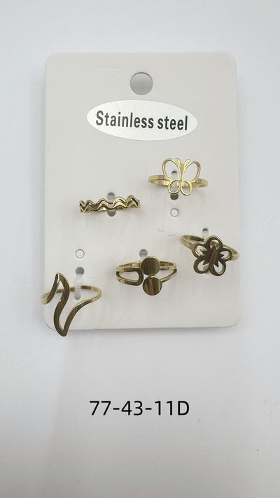 ANILLOS DE ACERO DORADOS X 5 X SET