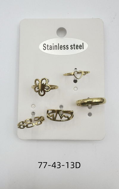 ANILLOS DE ACERO DORADOS X 5 X SET