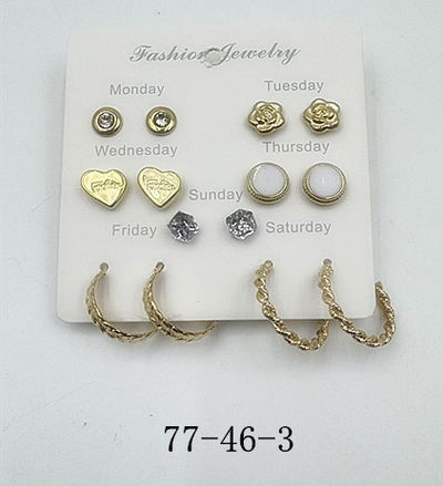 AROS CON PASANTE DE ACERO X 7 PARES X SET DORADOS