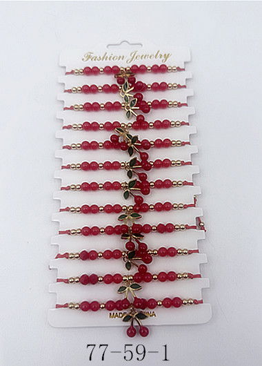 PULSERA DE HILO CON BOLITAS Y DIJE X 12 X SET