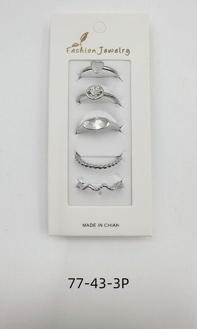 ANILLOS PLATEADOS X 5 X SET