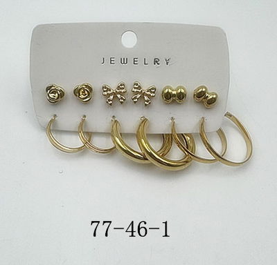 AROS CON PASANTE DE ACERO X 6 PARES X SET DORADOS