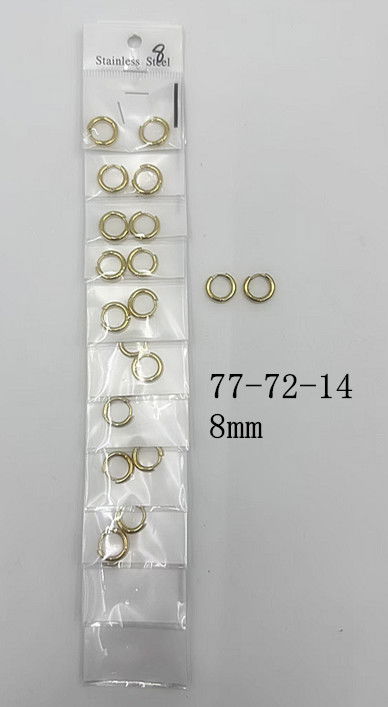 AROS DE ACERO ARGOLLA DORADOS 8MM X 12 PARES