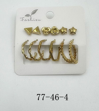 AROS CON PASANTE DE ACERO X 6 PARES X SET DORADOS