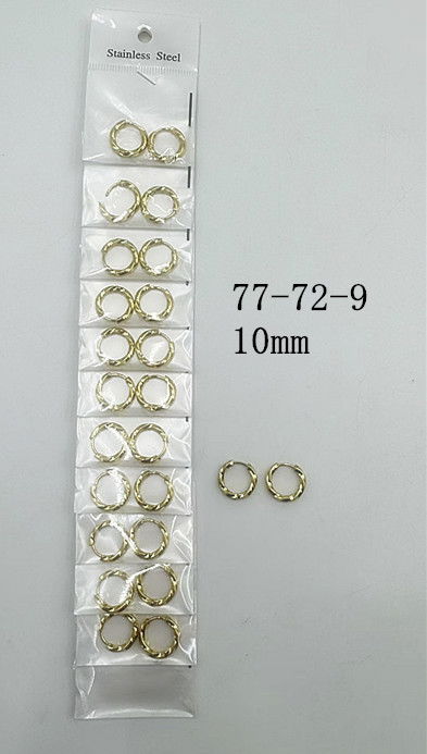 AROS DE ACERO ARGOLLA DORADO 10MM X 12 PARES