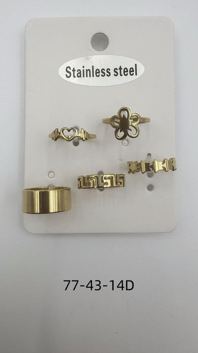 ANILLOS DE ACERO DORADOS X 5 X SET