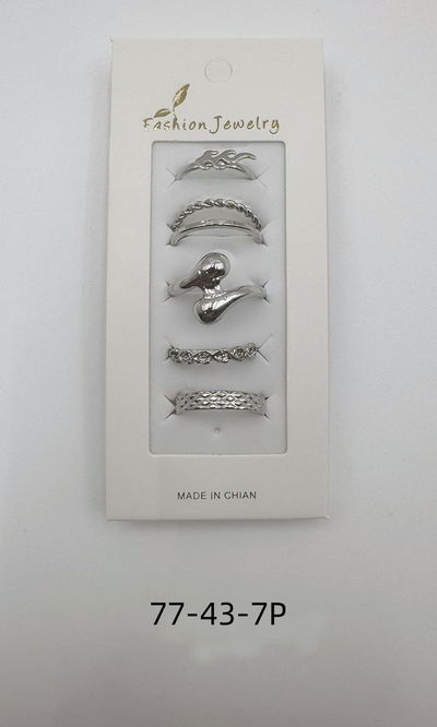 ANILLOS PLATEADOS X 5 X SET