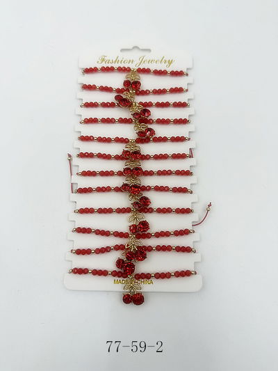 PULSERA DE HILO CON BOLITAS Y DIJE X 12 X SET