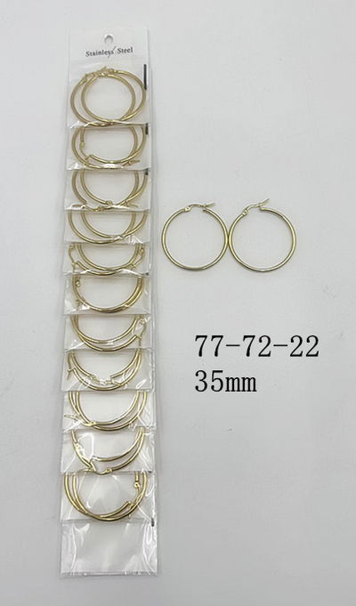 AROS DE ACERO ARGOLLA DORADOS 35MM X 12 PARES