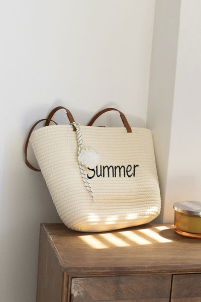 BOLSO DE RAFIA SUMMER CREMA 44X26CM X UNIDAD