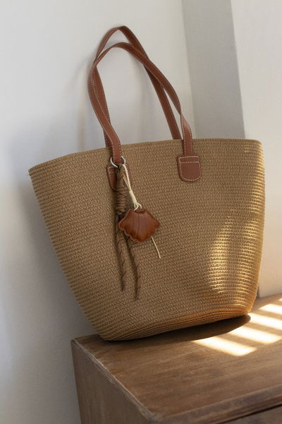 BOLSO DE RAFIA MARRON 44X27CM X UNIDAD