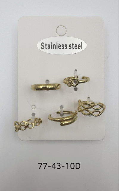 ANILLOS DE ACERO DORADOS X 5 X SET