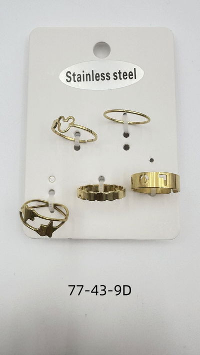 ANILLOS DE ACERO DORADOS X 5 X SET