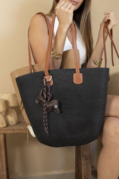 BOLSO DE RAFIA NEGRO 44X27CM X UNIDAD