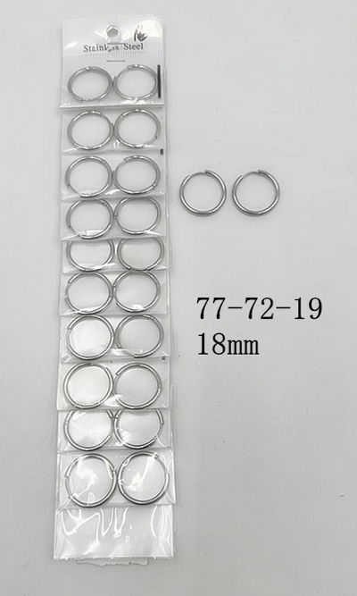 AROS DE ACERO ARGOLLA 18MM X 12 PARES